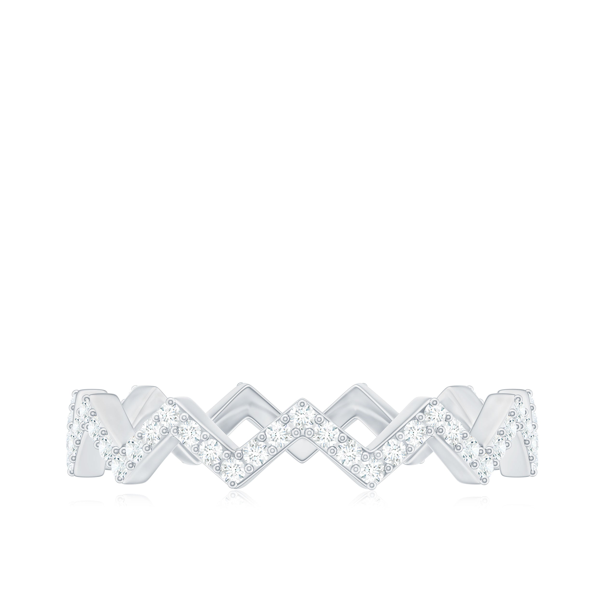 Minimal Diamond Zig Zag Eternity Band Ring Natural - ( HI-SI ) - Rosec Jewels