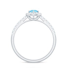 Certified Natural Aquamarine Engagement Ring with Diamond Halo AAA - Rosec Jewels