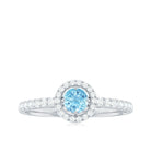 Certified Natural Aquamarine Engagement Ring with Diamond Halo AAA - Rosec Jewels