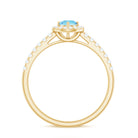 Certified Natural Aquamarine Engagement Ring with Diamond Halo AAA - Rosec Jewels