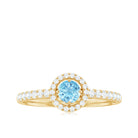 Certified Natural Aquamarine Engagement Ring with Diamond Halo AAA - Rosec Jewels