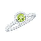 Genuine Half Carat Peridot Engagement Ring with Diamond Halo AAA - Rosec Jewels