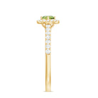 Genuine Half Carat Peridot Engagement Ring with Diamond Halo AAA - Rosec Jewels