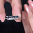 Lab Grown Black Diamond Simple Eternity Band Ring Lab Created Black Diamond - ( AAAA ) - Quality - Rosec Jewels