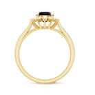 Rosec Jewels-Round Cut Black Onyx and Diamond Engagement Ring For Women