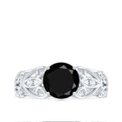 Vintage Inspired Black Onyx Filigree Engagement Ring AAA - Rosec Jewels