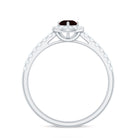 Garnet Minimal Engagement Ring with Diamond Halo AAA - Rosec Jewels