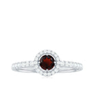 Garnet Minimal Engagement Ring with Diamond Halo AAA - Rosec Jewels