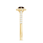 Garnet Minimal Engagement Ring with Diamond Halo AAA - Rosec Jewels
