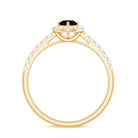 Garnet Minimal Engagement Ring with Diamond Halo AAA - Rosec Jewels
