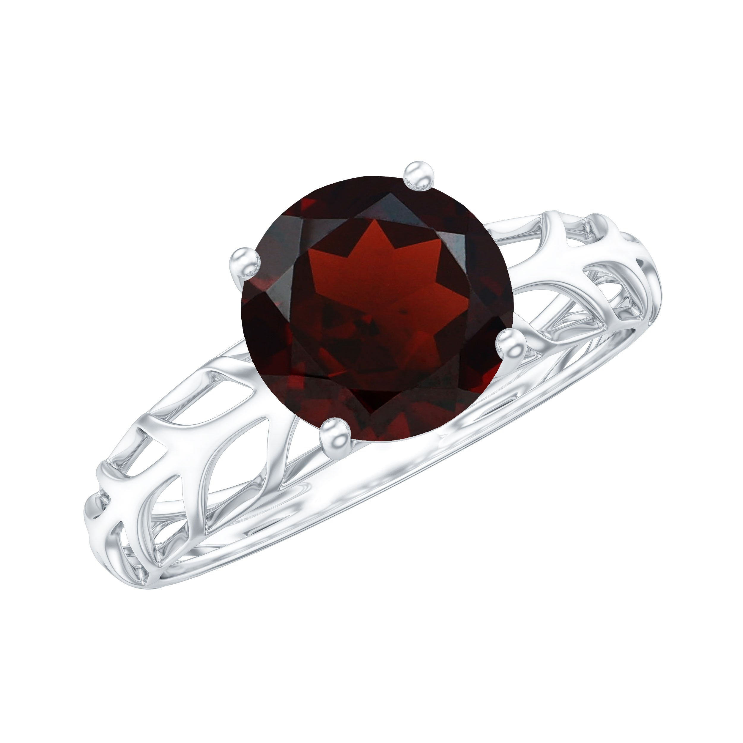 2.3 Carat Natural Garnet Filigree Engagement Ring with Certificate AAA - Rosec Jewels