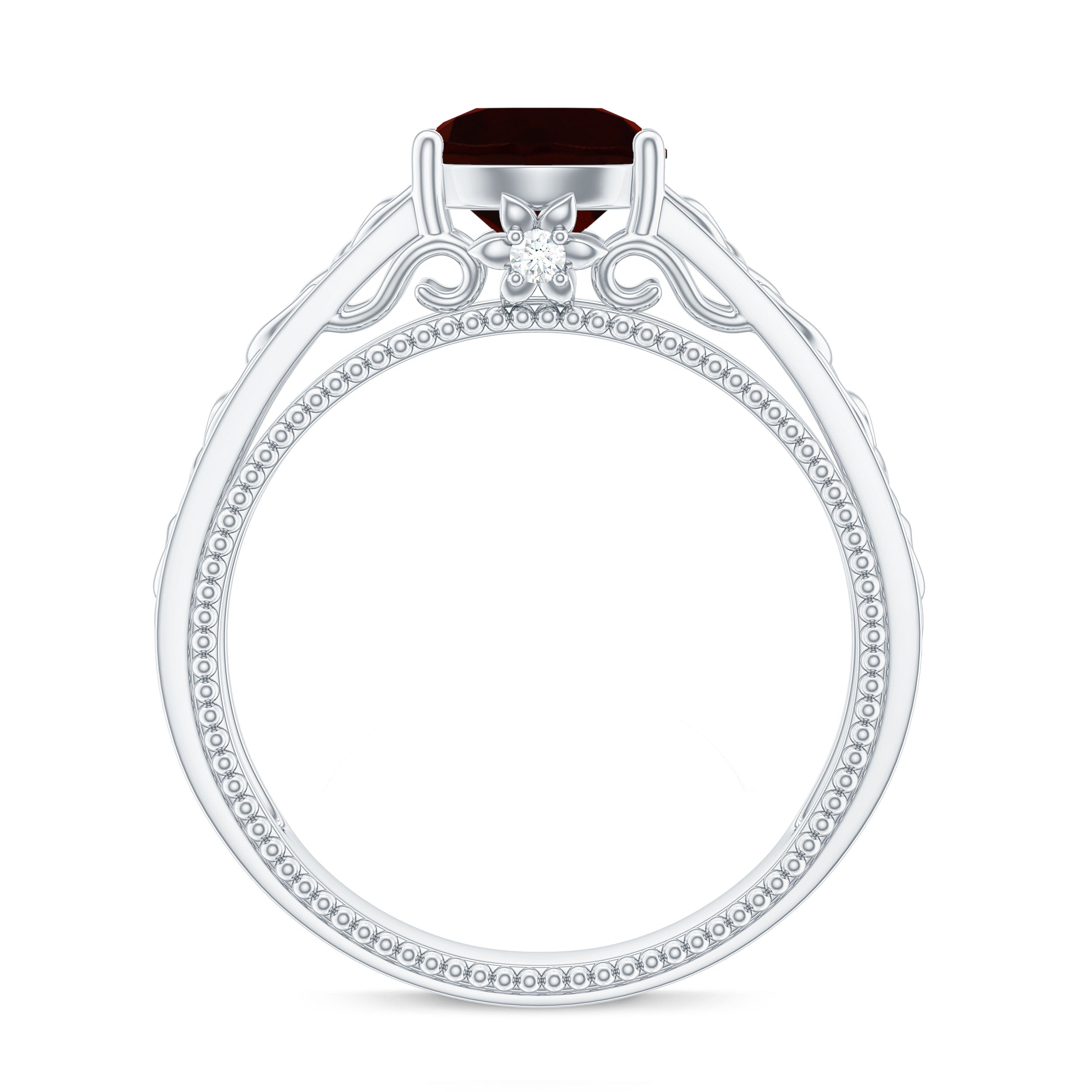 Vintage Style Garnet Diamond Engagement Ring with Celtic Knot AAA - Rosec Jewels