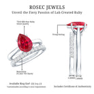 Pear Shape Created Ruby Solitaire Wedding Ring Set with Moissanite AAAA - Rosec Jewels
