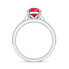 Pear Shape Created Ruby Solitaire Wedding Ring Set with Moissanite AAAA - Rosec Jewels