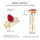 Pear Shape Created Ruby Solitaire Wedding Ring Set with Moissanite AAAA - Rosec Jewels