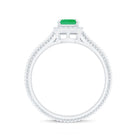 Natural 1.2 Carat Emerald Engagement Ring with Diamond Halo AAA - Rosec Jewels