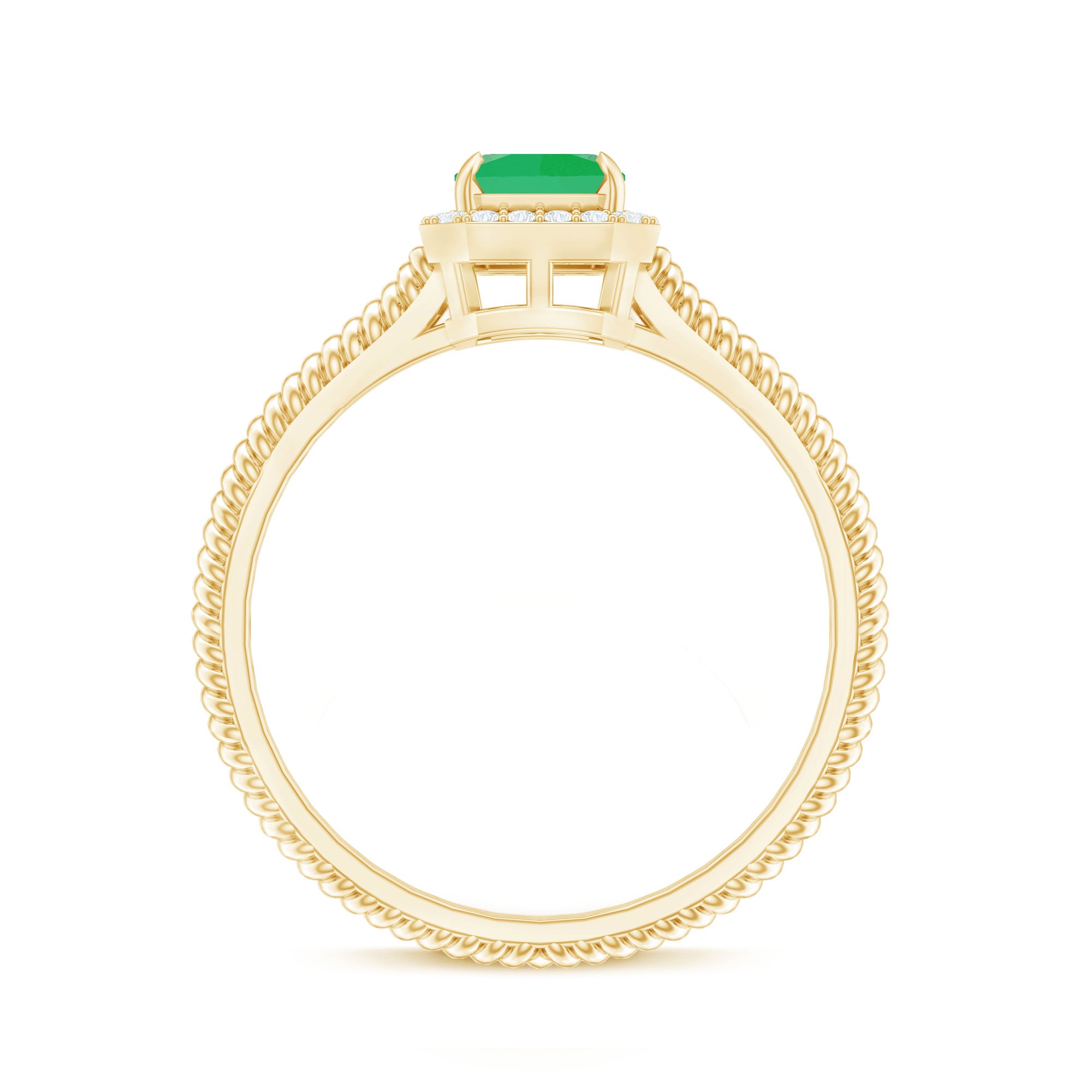 Natural 1.2 Carat Emerald Engagement Ring with Diamond Halo AAA - Rosec Jewels