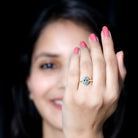 1 Carat Pear Cut Aquamarine Engagement Ring with Diamond Halo AAA - Rosec Jewels