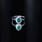 Real Emerald Teardrop Engagement Ring with Diamond Halo AAA - Rosec Jewels