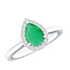 Real Emerald Teardrop Engagement Ring with Diamond Halo AAA - Rosec Jewels