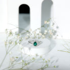 Real Emerald Teardrop Engagement Ring with Diamond Halo AAA - Rosec Jewels