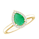 Real Emerald Teardrop Engagement Ring with Diamond Halo AAA - Rosec Jewels