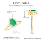 Real Emerald Teardrop Engagement Ring with Diamond Halo AAA - Rosec Jewels