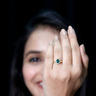 Real Emerald Teardrop Engagement Ring with Diamond Halo AAA - Rosec Jewels