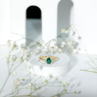 Real Emerald Teardrop Engagement Ring with Diamond Halo AAA - Rosec Jewels
