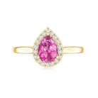 1.6 Carat Pear Shape Pink Tourmaline Ring with Diamond Halo AAA - Rosec Jewels