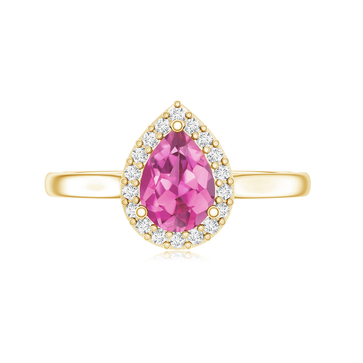 1.6 Carat Pear Shape Pink Tourmaline Ring with Diamond Halo AAA - Rosec Jewels