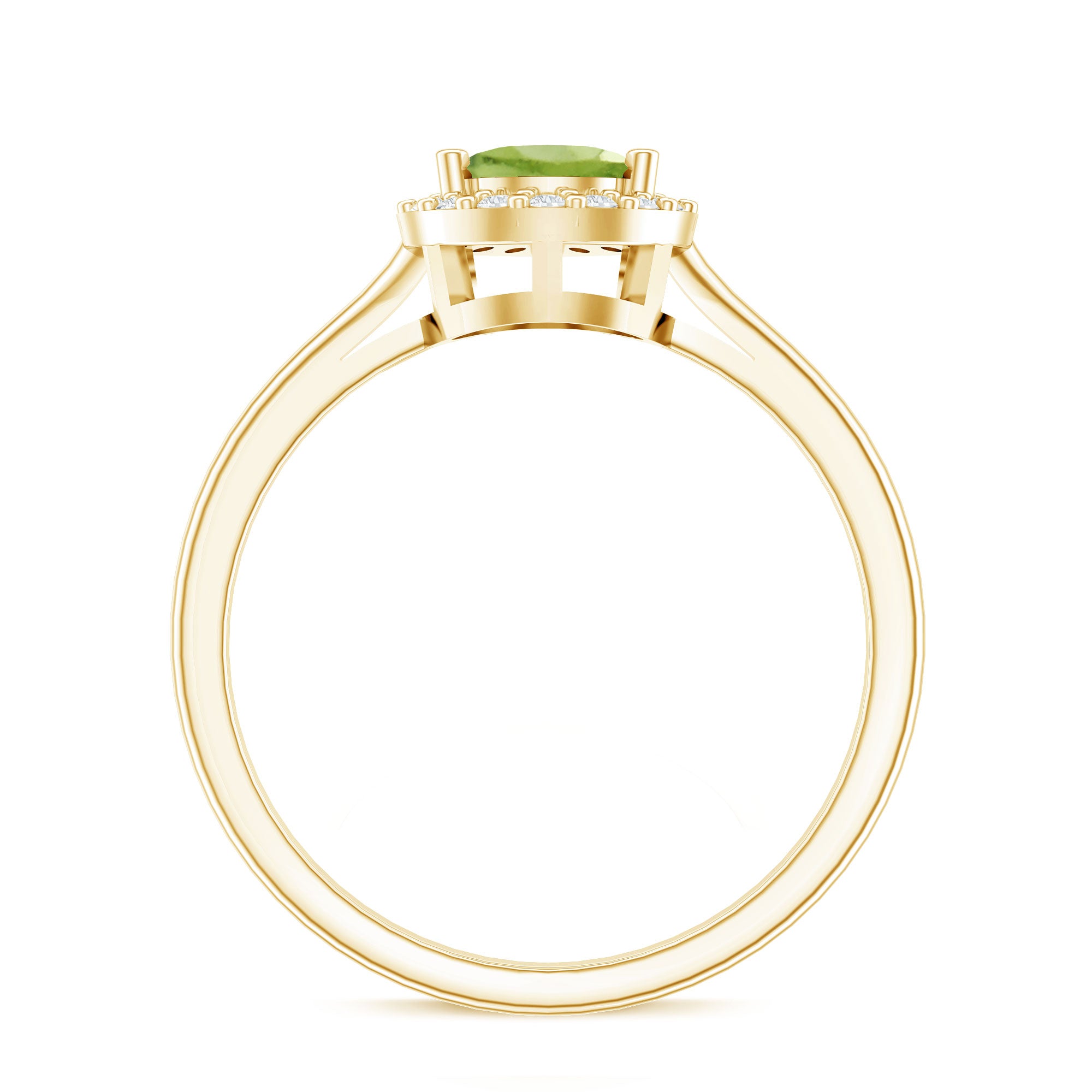 Real 1 Carat Peridot Teardrop Engagement Ring with Diamond Halo AAA - Rosec Jewels