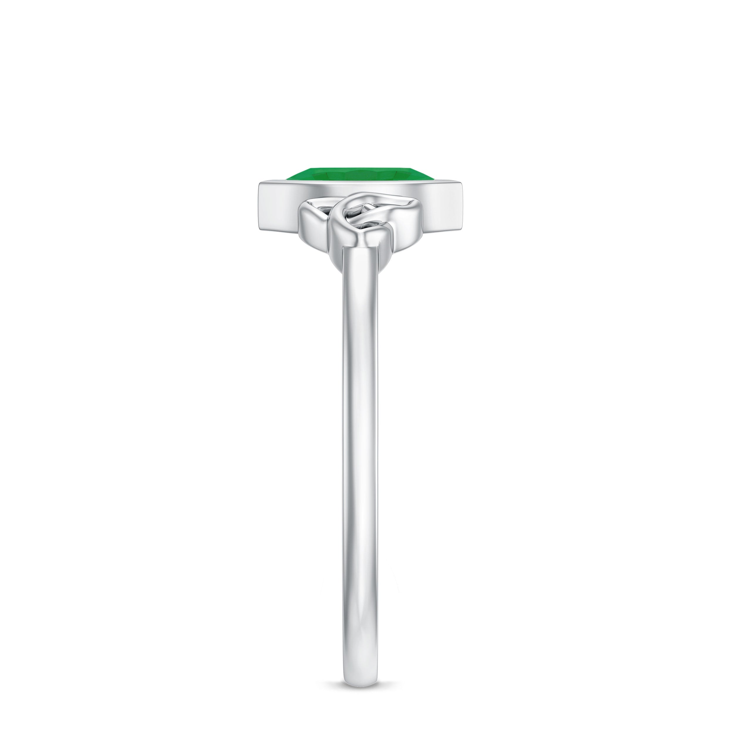 Marquise Cut Natural Emerald Celtic Engagement Ring in Bezel Setting AAA - Rosec Jewels