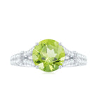 Peridot Solitaire Engagement Ring with Moissanite in Split Shank AAA - Rosec Jewels