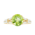 Peridot Solitaire Engagement Ring with Moissanite in Split Shank AAA - Rosec Jewels