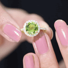 1 CT Peridot Solitaire Ring with Moissanite Accent Ring Peridot - ( AAA ) - Quality - Rosec Jewels