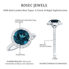 8MM London Blue Topaz Classic Engagement Ring with Diamond AAA - Rosec Jewels