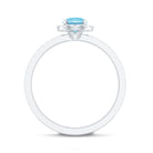 Genuine Blue Aquamarine Ring with Diamond Accent AAA - Rosec Jewels