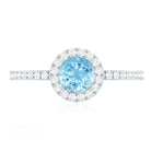 Genuine Blue Aquamarine Ring with Diamond Accent AAA - Rosec Jewels