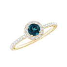 Rosec Jewels-Round Shaped Blue Topaz and Diamond Minimal Engagement Ring