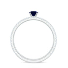Natural Half Carat Blue Sapphire and Diamond Engagement Ring Set AAA - Rosec Jewels