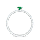 Minimal Emerald Diamond Wedding Engagement Ring Set of 2 AAA - Rosec Jewels