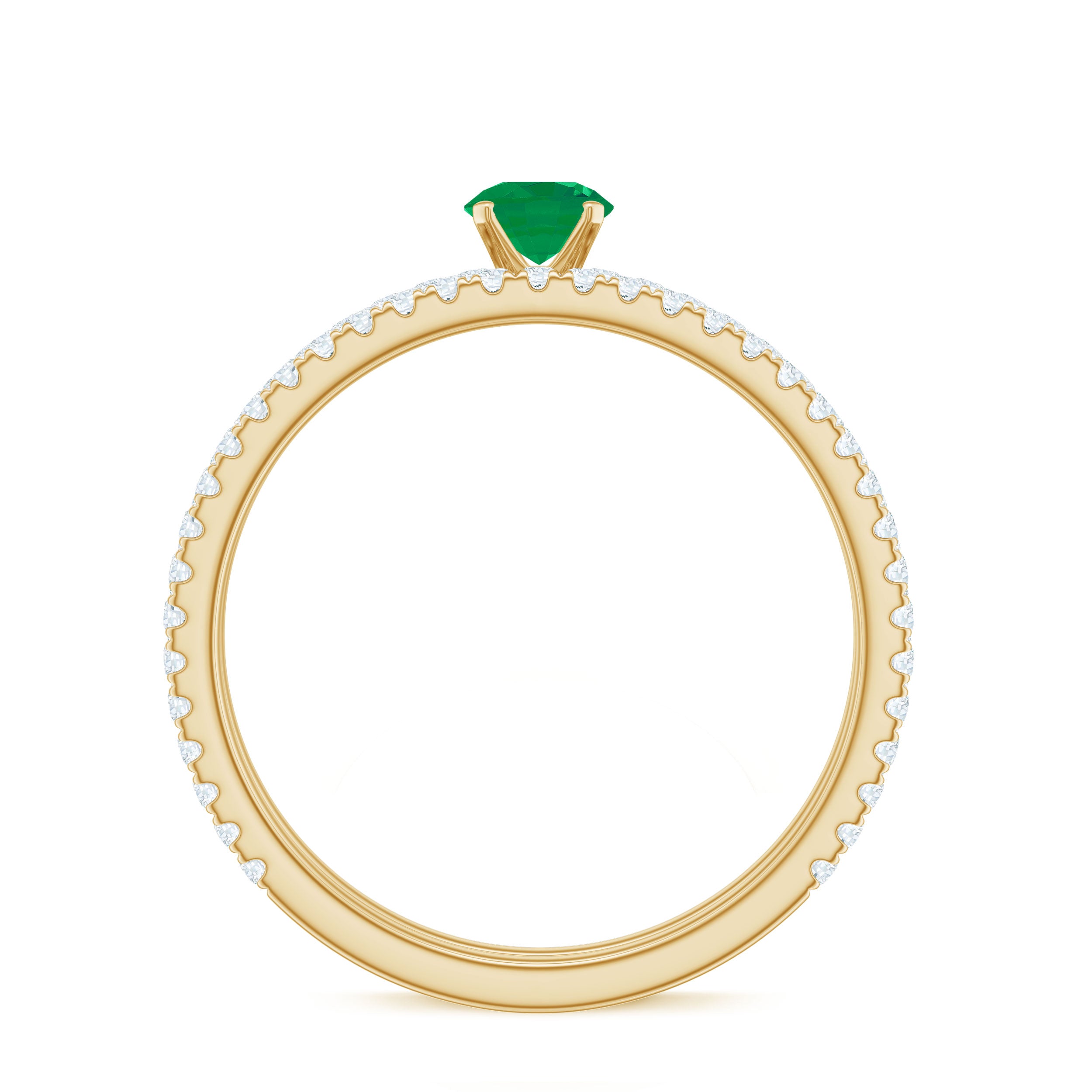 Minimal Emerald Diamond Wedding Engagement Ring Set of 2 AAA - Rosec Jewels