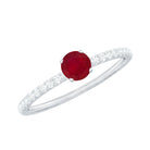 Natural Ruby Promise Ring with Diamond for Women AAA - Rosec Jewels