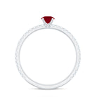 Natural Ruby Promise Ring with Diamond for Women AAA - Rosec Jewels