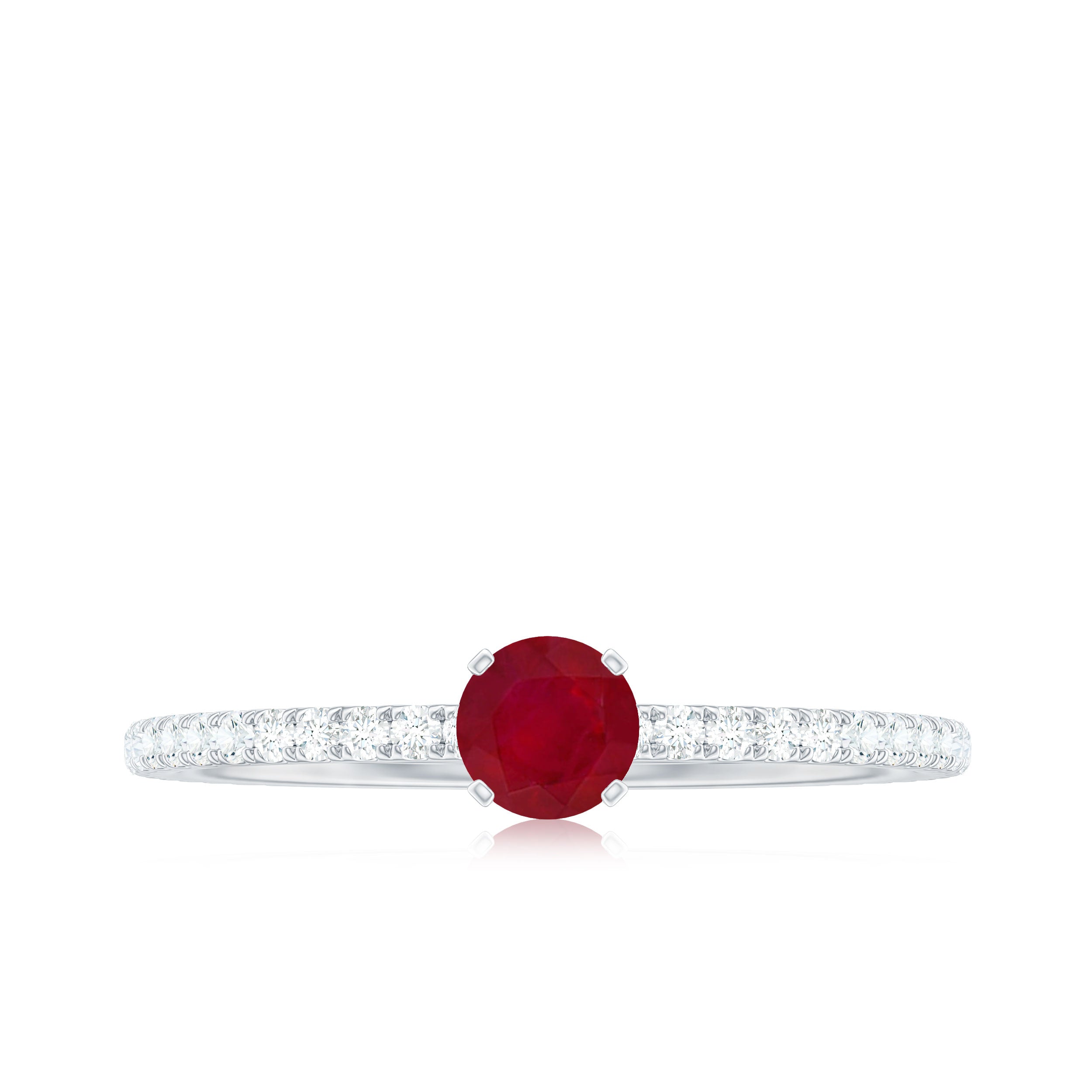 Rosec Jewels-Natural Ruby Promise Ring with Diamond for Women