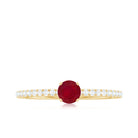 Natural Ruby Promise Ring with Diamond for Women AAA - Rosec Jewels