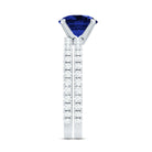Round Lab Grown Blue Sapphire Solitaire Ring Set with Diamond AAAA - Rosec Jewels
