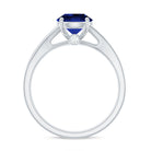 8mm Round Lab Grown Blue Sapphire Engagement Ring with Diamond Split Shank AAAA - Rosec Jewels