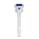 8mm Round Lab Grown Blue Sapphire Engagement Ring with Diamond Split Shank AAAA - Rosec Jewels